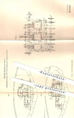 original Patent - Eduard Bauduin in Pola , 1884 , Dampfmaschine für Zwillingsschraubenschiffe , Schiff , Schiffe !!!