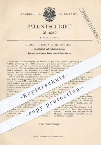 original Patent - G. Böker Sohn in Remscheid , 1881 , Schlittschuh mit Hebelbefestigung , Schlittschuhe , Schuhe , Sport