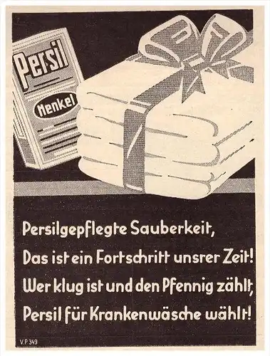 original Werbung - 1935 - PERSIL für Krankenwäsche , Krankenhaus , Henkel !!