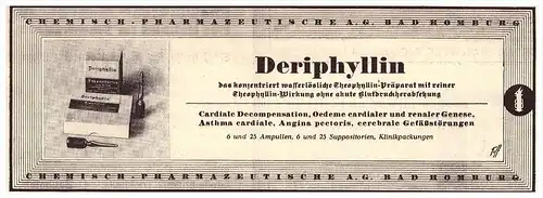 original Werbung - 1935 - Deriphyllin , Blutdruck Präparat , Bad Homburg , Arzt , Apotheke !!