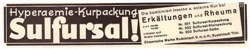 original Werbung - 1935 - Kur gegen Rheuma , Rudolstadt i. Thüringen , Arzt , Apotheke , Krankenhaus !!!
