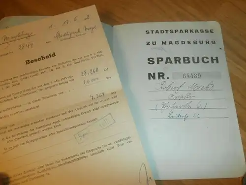 altes Sparbuch Magdeburg , 1937 - 1944 , Robert Miehe in Magdeburg , Sparkasse , Bank !!