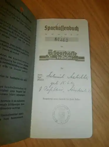 altes Sparbuch Roßlau / Dessau , 1943 - 1946 , Helmut Matschke in Dessau Roßlau , Sparkasse , Bank !!