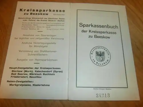 altes Sparbuch Beeskow , 1943 - 1945 , Helmut Mätze in Ketschendorf , Siedlung DEKA , Fürstenwalde , Sparkasse , Bank !!