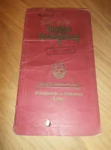 altes Sparbuch Kreba / Rothenburg , 1944 - 1945 , Herbert Wild in Heideanger / Kreba , Hirschwalde Sparkasse , Bank !!!
