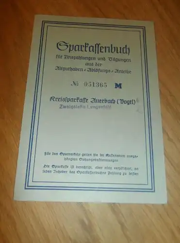 altes Sparbuch Lengenfeld / Auerbach i. Vogtl., 1952 - 1958 , Sparkasse , Bank !!!