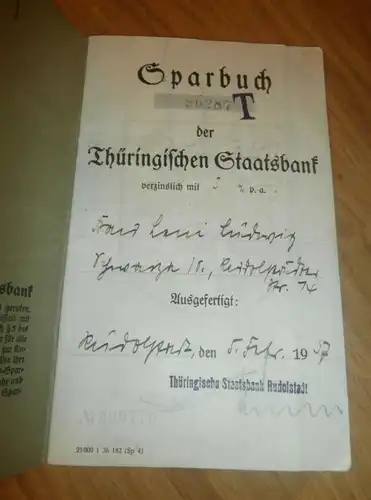 altes Sparbuch Schwarza , 1937 - 1944 , Rudolstadt , Sparkasse , Bank !!!