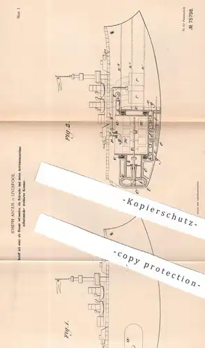 original Patent - Joseph Angus , Liverpool , England , 1893 , Schiff | Propeller , Antrieb , Schiffbau , Boot , Schiffe