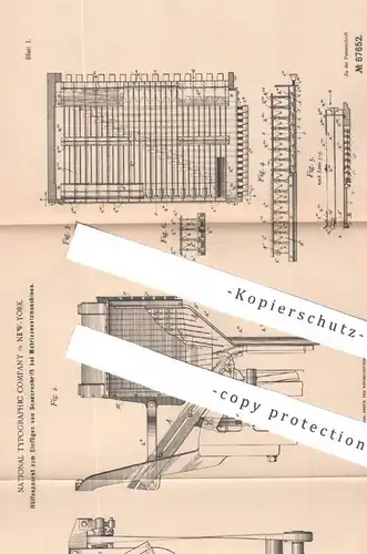 original Patent - National Typographic Company , New York , USA , 1895 , Matrizensetzmaschine | Setzmaschine , Letter