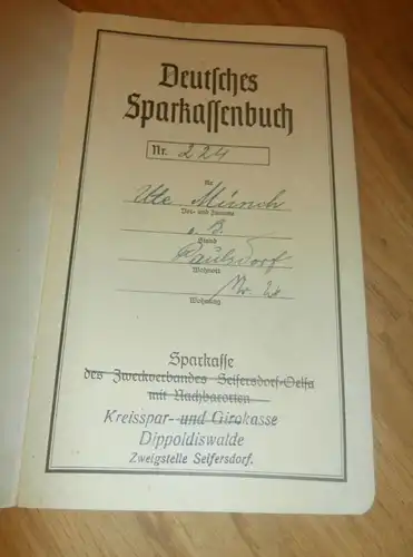altes Sparbuch Seifersdorf Oelsa , 1945 - 1949 , Ute Münch in Paulsdorf , Dippoldiswalde , Sparkasse , Bank !!!