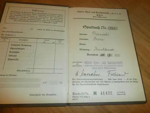 altes Sparbuch Knoblauch / Ketzin , 1938 - 1950 , Irene Reinicke in Knoblauch / Ketzin , Etzin , Sparkasse , Bank !!!