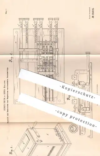 original Patent - Sidney Firth , Leeds , England , 1885 , Registrierkasse , Kasse , Kontrollkasse | Zählwerk , Kassen
