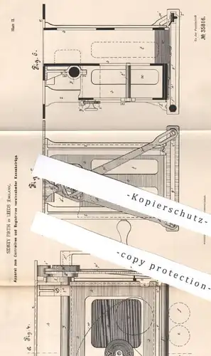 original Patent - Sidney Firth , Leeds , England , 1885 , Registrierkasse , Kasse , Kontrollkasse | Zählwerk , Kassen