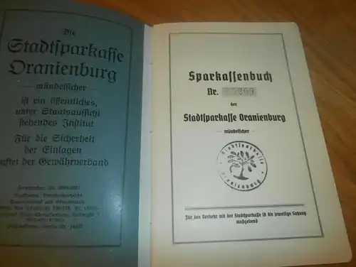 altes Sparbuch Oranienburg , 1943 , Herta Ringsdorff geb. Klemann in Borgsdorf , Hohen Neuendorf , Sparkasse , Bank !!!