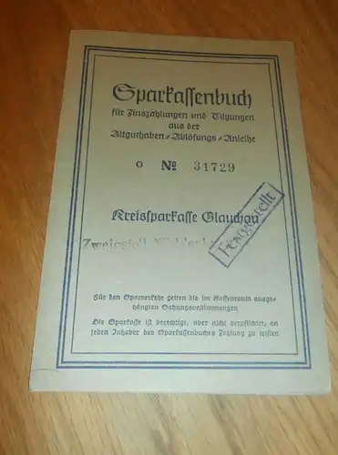 altes Sparbuch Glauchau / Waldenburg , 1952 , Walther Lincke in Waldenburg , Sparkasse , Bank !!!