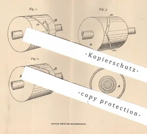 original Patent - Fred Rivett & Samuel Oldham , Heaton England | 1906 | Schlitztrommel für Spulmaschine , Wickelmaschine