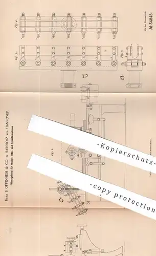 original Patent - S. Oppenheim & Co. , Hainholz / Hannover | 1885 | Führungslineal für Schleifmaschine | Lineal , Metall