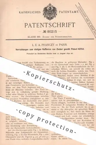 original Patent - L. E. A. Prangey , Paris , Frankreich , 1892 , Raffinieren von Zucker | Zuckerfabrik , Raffinade