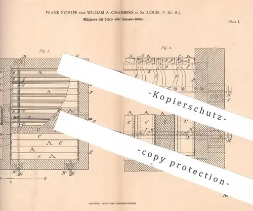 original Patent - Frank Kohler , William A. Chambers , St. Louis , USA | 1887 | Malzdarre | Malz - Darre | Bier , Hopfen