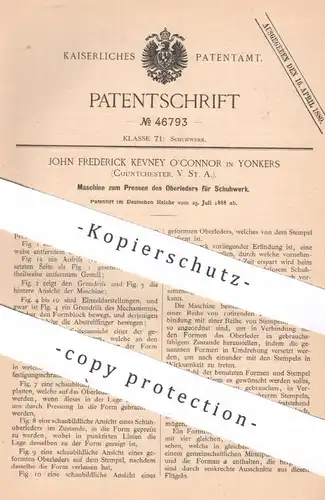 original Patent - John Frederick , Kevney O'Connor , Yonkers , Countchester , USA , 1888 | Leder am Schuhwerk pressen