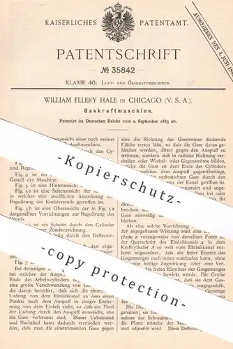 original Patent - William Ellery Hale , Chicago , USA | 1885 | Gaskraftmaschine | Gasmotor | Gas - Motoren !!