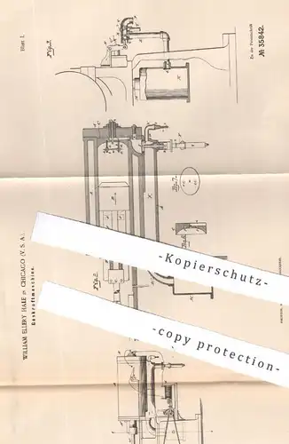 original Patent - William Ellery Hale , Chicago , USA | 1885 | Gaskraftmaschine | Gasmotor | Gas - Motoren !!