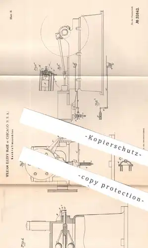 original Patent - William Ellery Hale , Chicago , USA | 1885 | Gaskraftmaschine | Gasmotor | Gas - Motoren !!