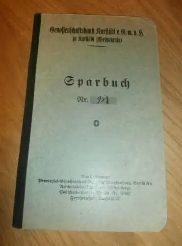 altes Sparbuch Karstädt / Westprignitz , 1932 - 1945 , Otto Mellmann in Garlin / Karstädt , Sparkasse , Bank !!