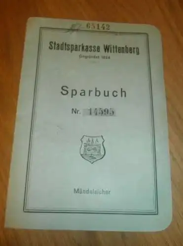 altes Sparbuch Wittenberg , 1935 - 1946 , Helmut Meyer in Wittenberg , Sparkasse , Bank !!