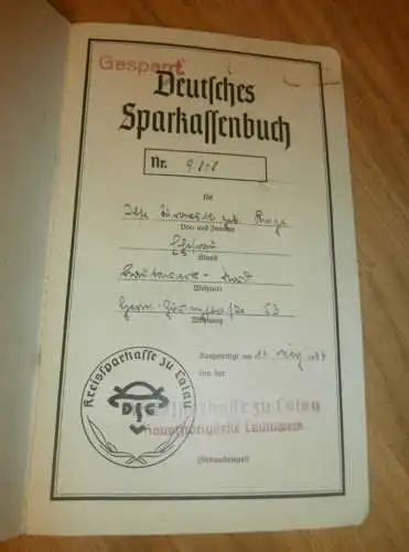 altes Sparbuch Calau / Lautawerk  , 1944 - April 1945 , Calau / Lautawerk , Sparkasse , Bank !!