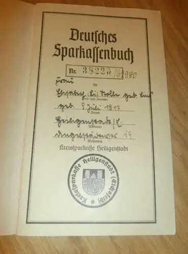 altes Sparbuch Heiligenstadt , 1944 - 1946 , Elisabeth Stolle in Heiligenstadt , Sparkasse , Bank !!