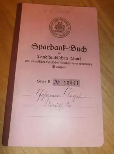 altes Sparbuch Bautzen , 1940 - 1944 , Johannes Vogel in Bautzen  , Sparkasse , Bank !!