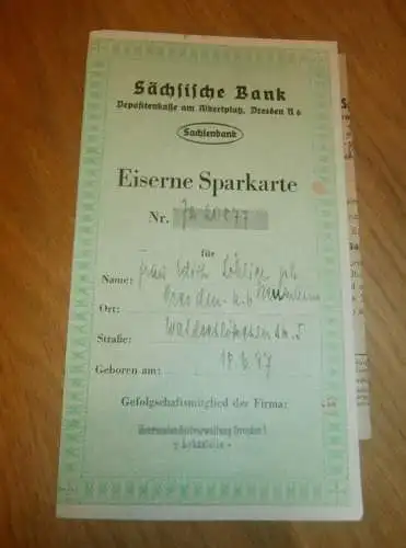 altes Sparbuch Dresden , 1942 , Edith Löblich geb. Neumann in Dresden , Sparkasse , Bank !!