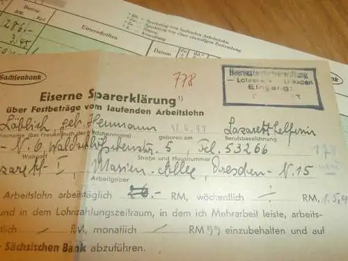 altes Sparbuch Dresden , 1942 , Edith Löblich geb. Neumann in Dresden , Sparkasse , Bank !!