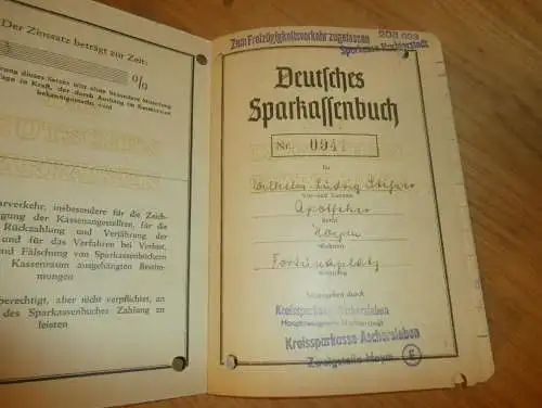altes Sparbuch Hoym / Aschersleben , 1953 - 1957 , W.L. Stifser in Hoym , Apotheke , Sparkasse , Bank !!