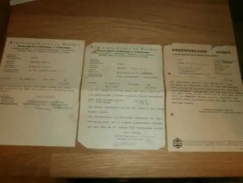 3 Dokumente Worbis / Großbodungen , Neustadt , Eschweiler / Weisweiler , 1939 - 1946 , Sparkasse , Bank !!!