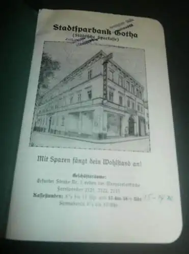 altes Sparbuch Gotha / Waltershausen , 1937 - Juni 1945, Carl Heinz Reiße in Waltershausen , Sparkasse , Bank !!!