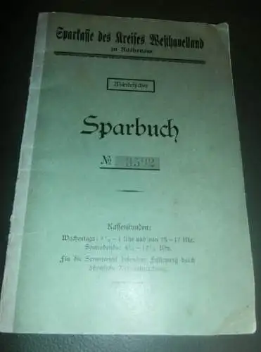 altes Sparbuch Rathenow / Nennhausen , 1937 - 1947 , Hubertus Schönfeld in Gräningen / Nennhausen , Sparkasse , Bank !!!