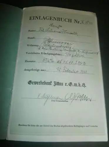 altes Sparbuch Zittau , 1938 - 1944 , Liane Weidelt O.-Seifersdorf , Braunschweig , Hannover ,  Sparkasse , Bank !!!