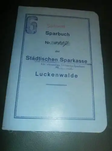 altes Sparbuch Luckenwalde , 1933 - 1944 , Gustav Sademann , Sparkasse , Bank !!!