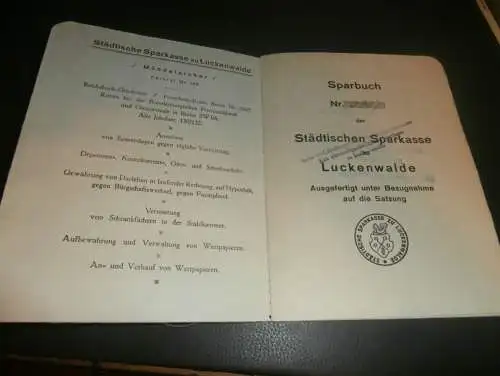 altes Sparbuch Luckenwalde , 1933 - 1944 , Gustav Sademann , Sparkasse , Bank !!!