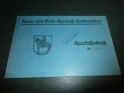 altes Sparbuch Haldensleben , 1944 - 1945, Berthold Müller , Reichsbahn , Sparkasse , Bank !!!