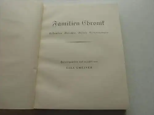 Gmeiner Familien-Chronik 1934 , Familienkunde , Orell Füssli ,  Zürich !!!