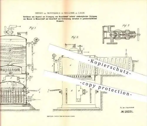 original Patent - Henry de Montessus de Ballore à Lyon , 1883 , Dispositif pour machines à vapeur !!!