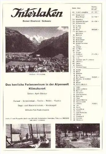 original Werbung / Reklame - 1959 - Interlaken , Berner Oberland , Hotels , Hotel , A4 Seite  !!!