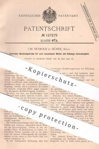 original Patent - Ch. Seybold , Düren , Rheinland , 1900 , Reibräder - Wechselgetriebe | Getriebe , Motor , Motoren