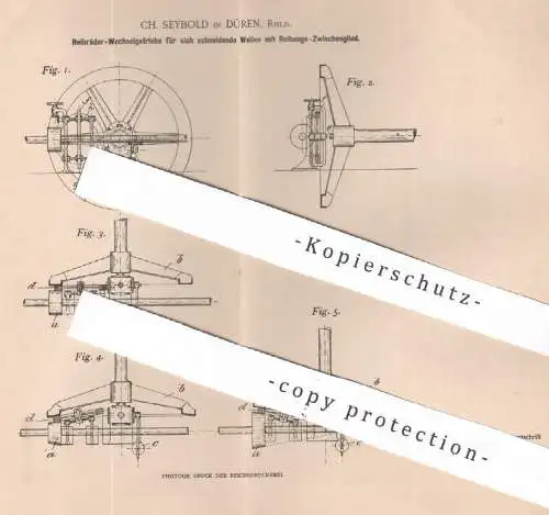 original Patent - Ch. Seybold , Düren , Rheinland , 1900 , Reibräder - Wechselgetriebe | Getriebe , Motor , Motoren