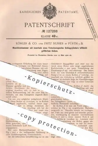 original Patent - Köhler & Co. , Fritz Nusser , Fürth i. B. | 1900 | Maschinenhammer | Schlaghammer | Blattmetall