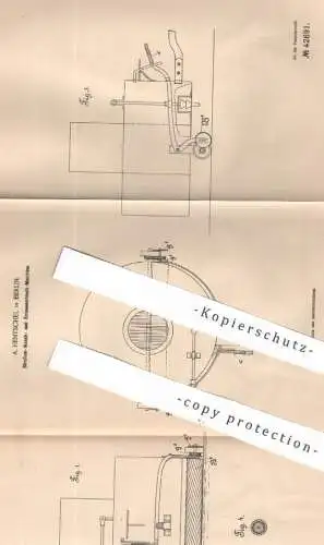 original Patent - A. Hentschel , Berlin , 1887 , Straßen-Wasch- u. Schneeschmelz-Maschine | Straßen - Reinigung | Schnee