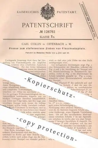 original Patent - Carl Collin , Offenbach / Main , 1900 , Presse zum Ziehen von Flaschenkapseln | Flaschen , Pressen